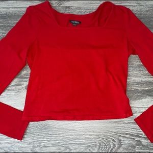 Red Cropped Long Sleve